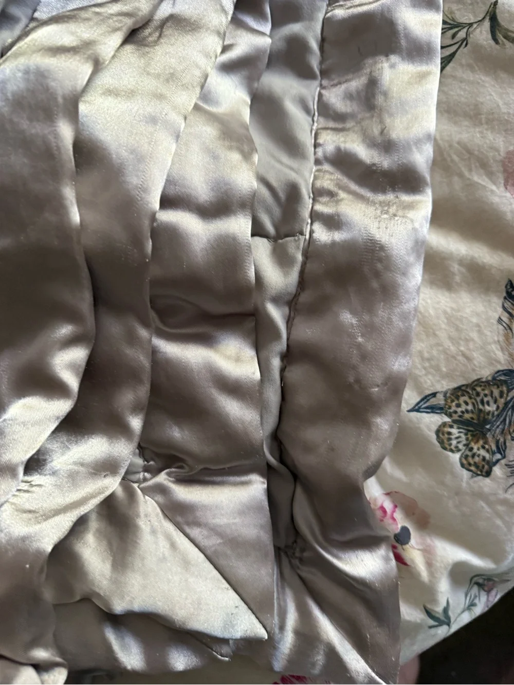 Silky Light Silver Quilted Throw